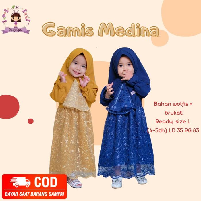 GAMIS BROKAT BALITA 4-5TH BABYQIA MEDINA BAJU KONDANGAN ANAK PEREMPUAN BALITA DRESS MUSLIM CASUAL GA