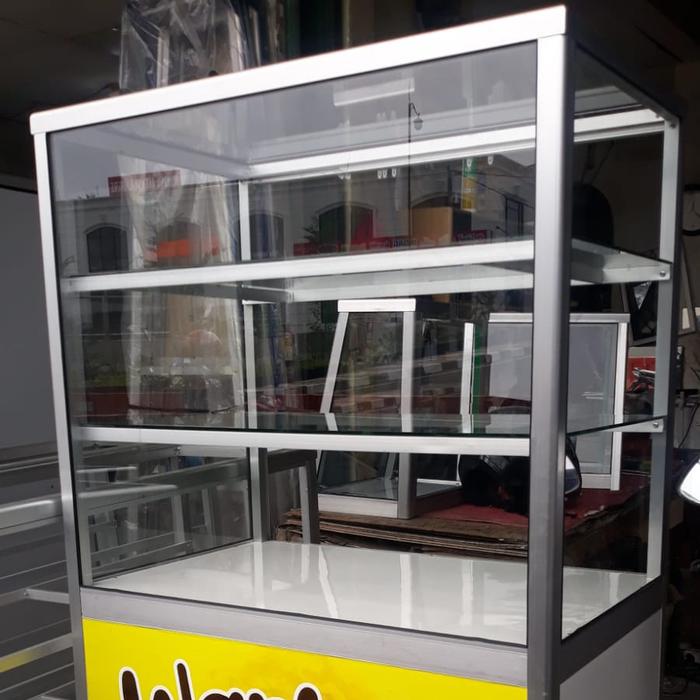 Booth Etalase Gerobak Makanan Nasi + Stiker ( Warkop Guki )