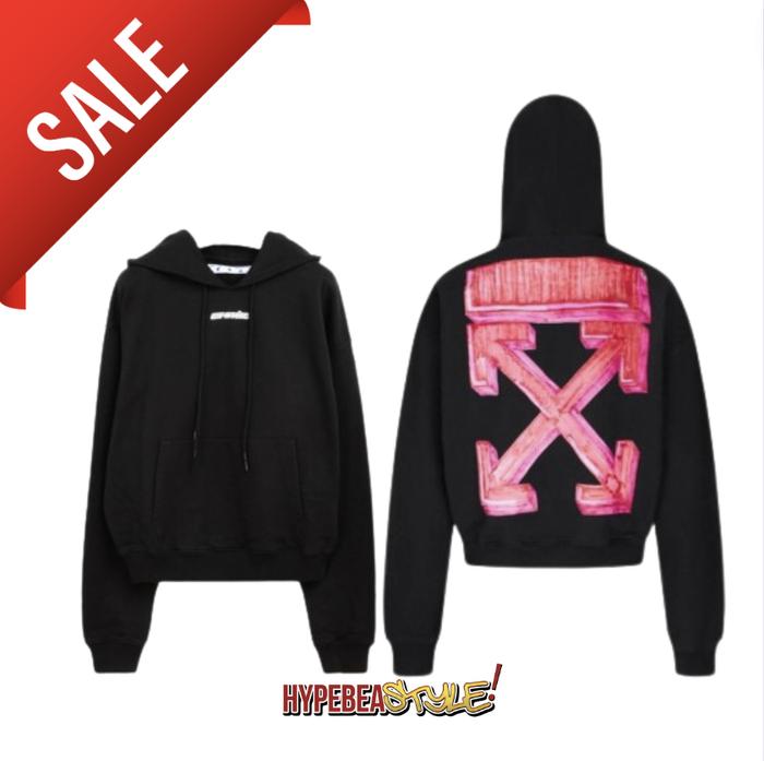 HOODIE OFF WHITE FW20 MARKER ARROWS OVER HOODIE BLACK RED AUTHENTIC