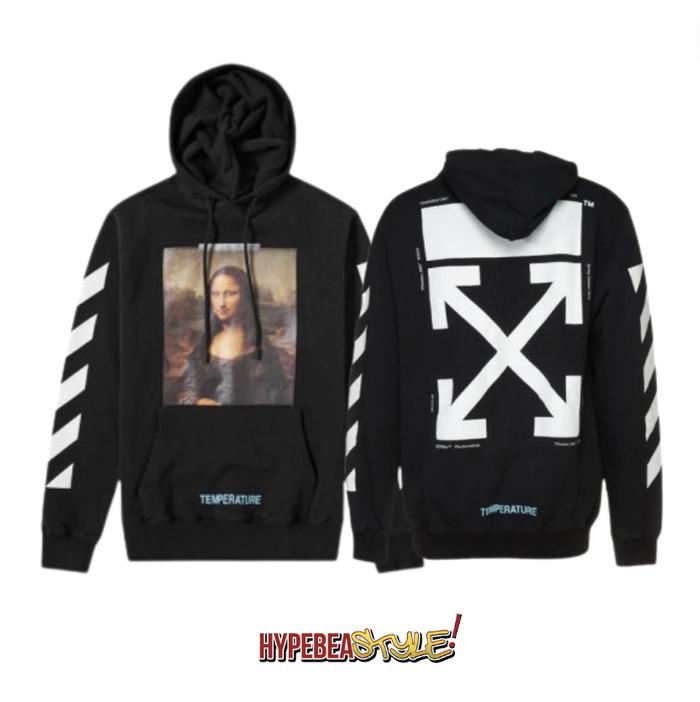 HOODIE OFF WHITE DIAGONAL MONALISA HOODIE BLACK AUTHENTIC ORIGINAL