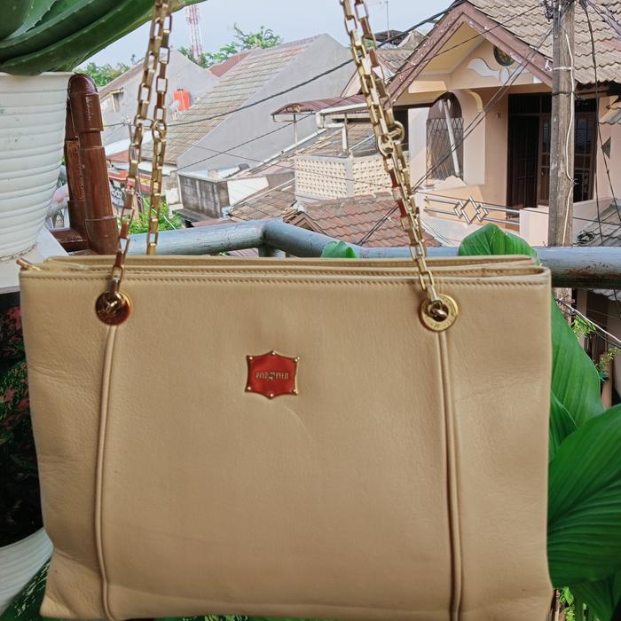 SECON -TAS - GOLD PFEIL - CREAM - TALI - RANTAI - KULIT ASLI