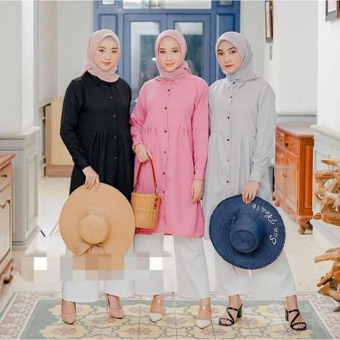 AGM - NEDA TUNIK FULL KANCING MOSCREPE tunik dzuvia