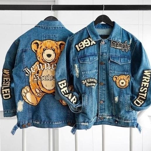 Memphis Origins - Ripped Jacket Denim Bear Terbaru [Limited Edition]