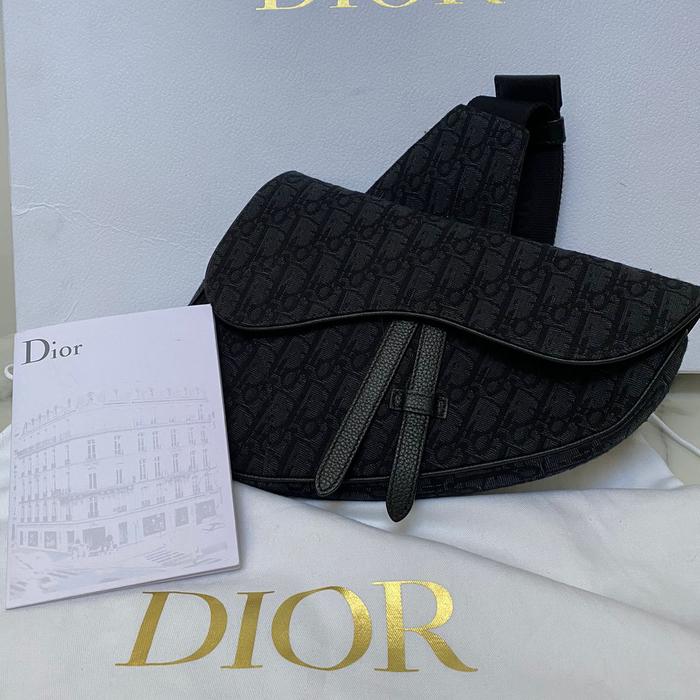 Dior Saddle Bag Men Black Dior Oblique Jacquard Original