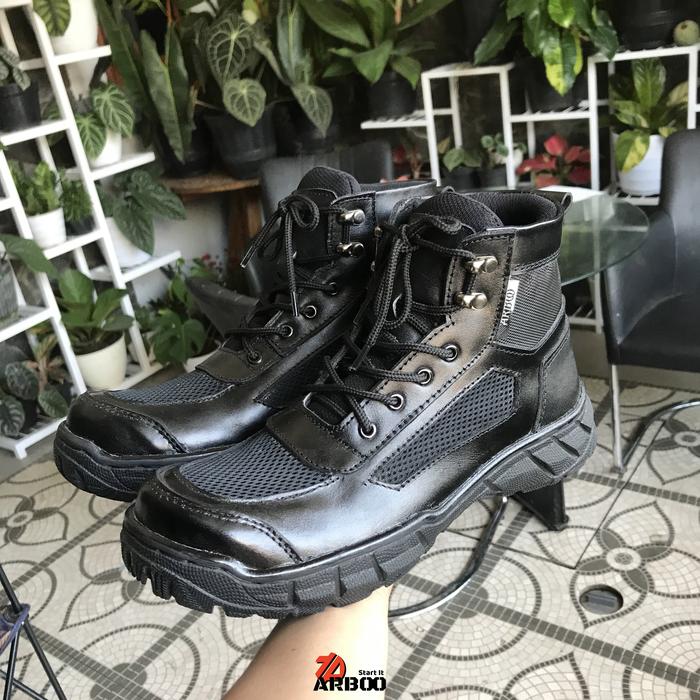 Sepatu PDL Pendek Model BOA Tawon Hitam Kulit SAPI ASLI ARBOO ORIGINAL