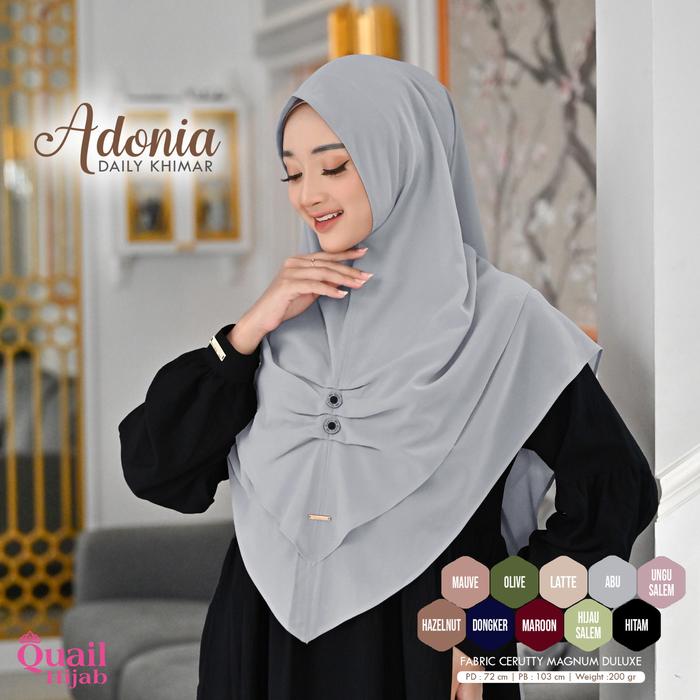 ADONIA Daily Khimar Ceruty Lipit Kancing Depan by Quail Hijab