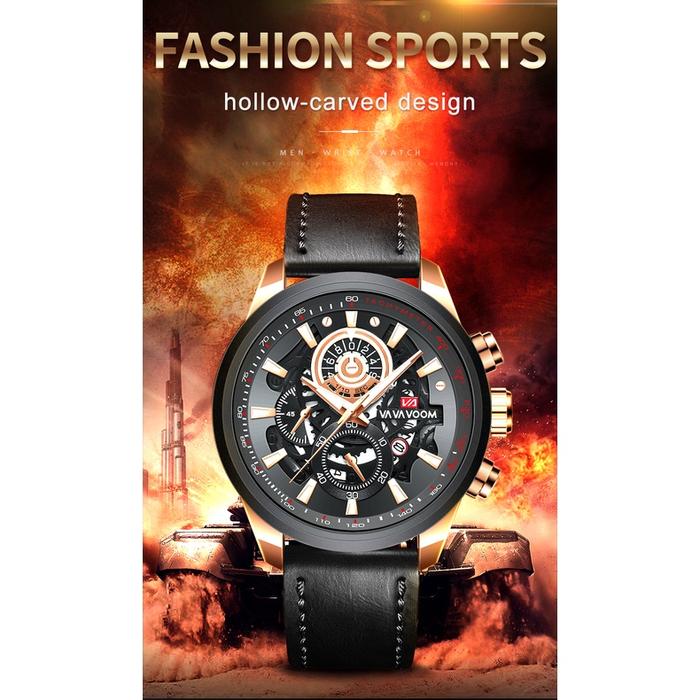 Jam Tangan Pria Luxury Kulit Stainless Steel Original VaVa Voom 2311
