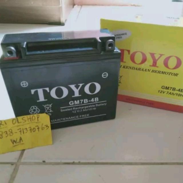 aki accu kering toyo untuk tiger nouvo nuvo scorpio GM7B-4B