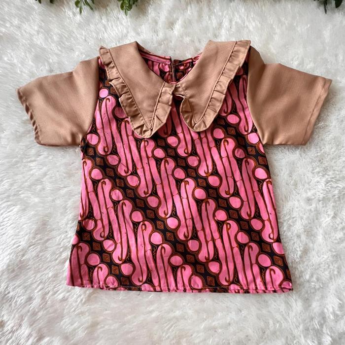 ATASAN ANAK PEREMPUAN BLUS BATIK ANAK RUFFLE LILAC PINK HIJAU UNGU CAP