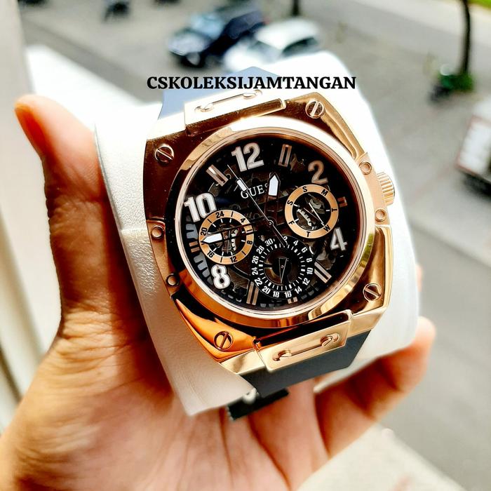 JAM TANGAN PRIA GUESS GW0569G3 PRODIGY ROSEGOLD BLUE RUBBER ORIGINAL