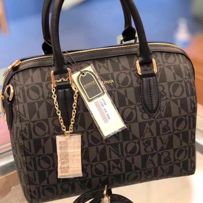Tas wanita bonia original model speedy motif monogram hitam M