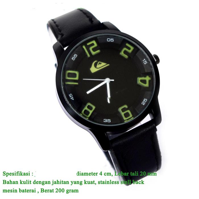 jam Kasual Pria QC Analog Kulit black