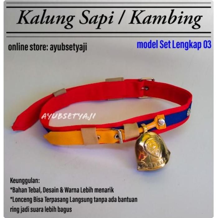 Kalung Sapi Kalung Kambing model Set lengkap 03 Lonceng Kuningan Tali