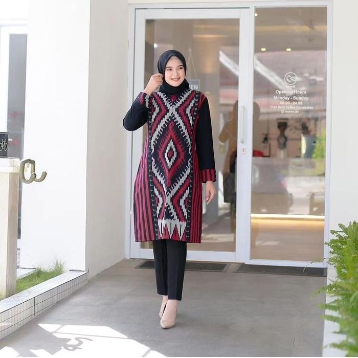 tunik tenun lengan toyobo hitam