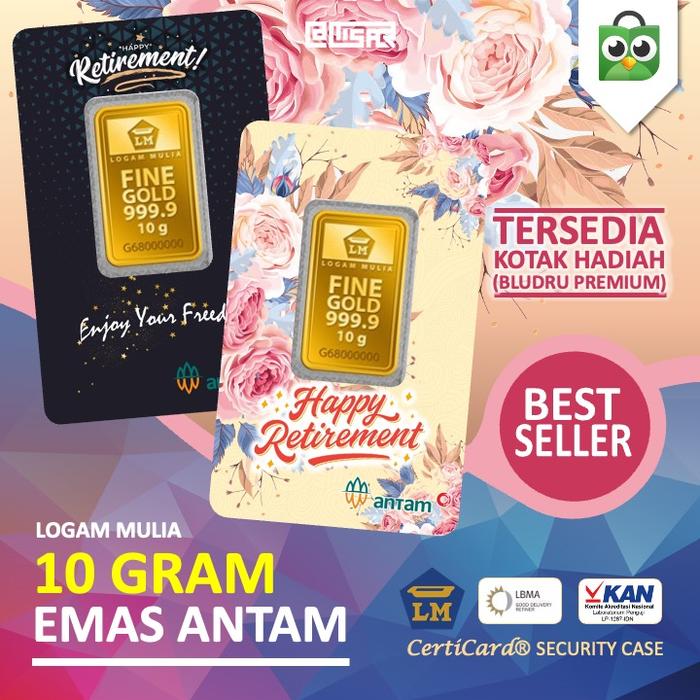 LM Logam Mulia Emas Antam 10 gram gr Kado Pensiun Pensiunan Purnabakti