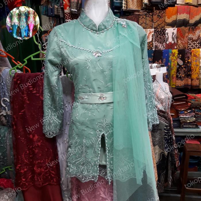 Kebaya modern tile mutiara hijau sage