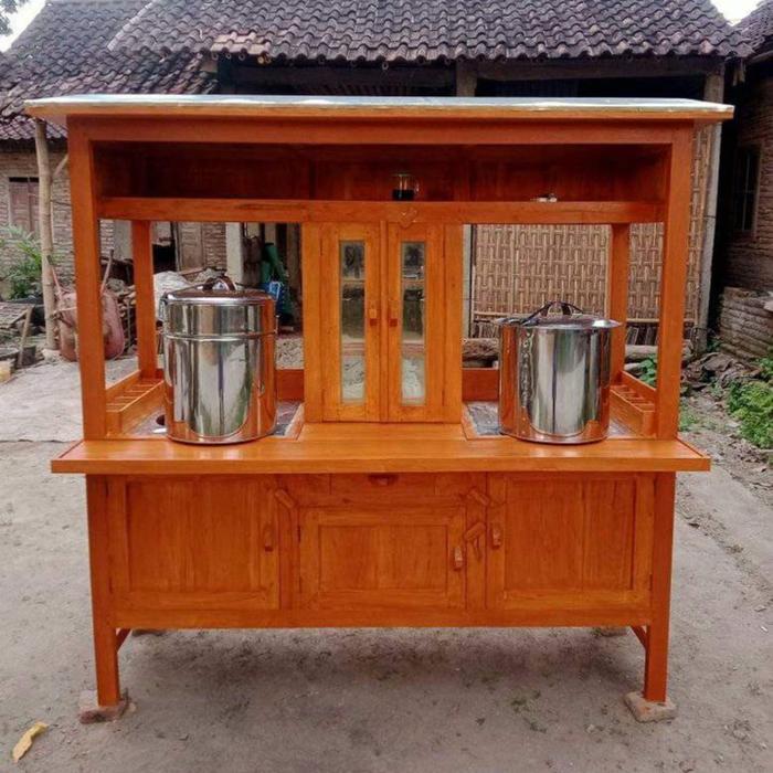 gerobak mie ayam bakso 2 tungku dandang stenlis