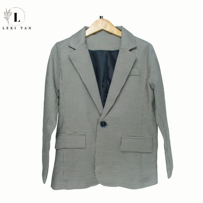 Jas / Blazer Pria Warna Coklat Motif Houndstooth (M)