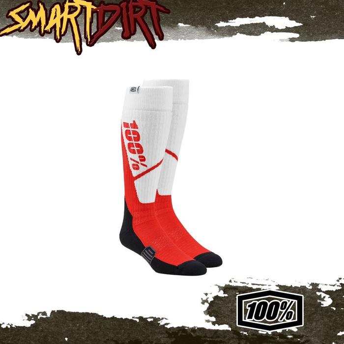 KAOS KAKI 100% MX THICK COMFORT TORQUE RED WHITE SOCKS 100PERCENT ORI