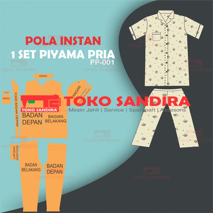 pola instan 1 set piyama pria/pola instan piyama pria/pola instan