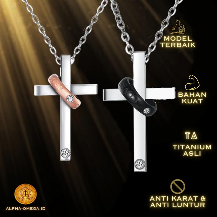 Kalung Salib Cincin Titanium Couple | Kalung Salib Titanium Unik Keren