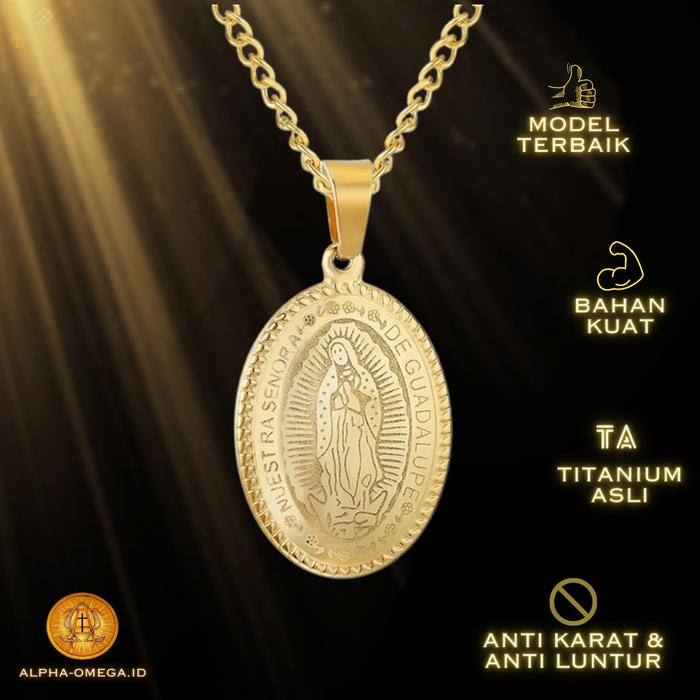 Kalung Bunda Maria Guadalupe | Wanita Cewek Katolik | Titanium