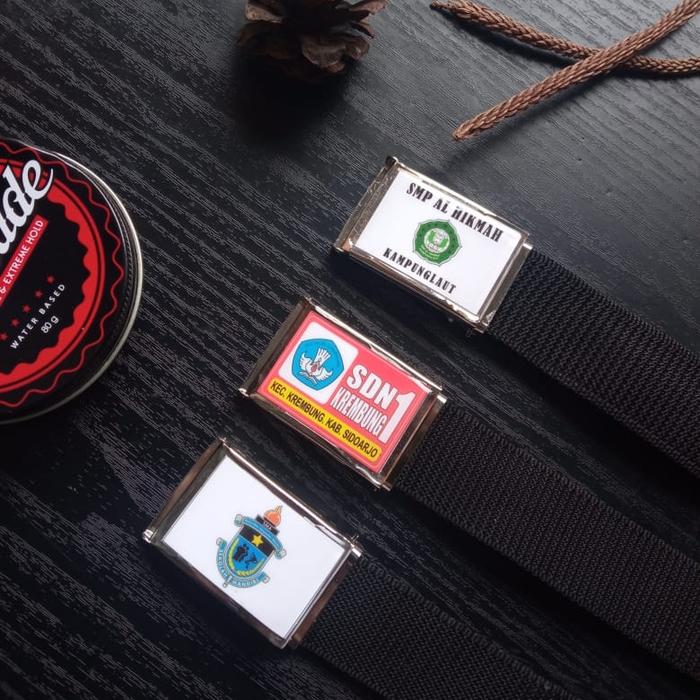 Custom Sabuk nama sekolah identitas Ikat pinggang Logo bahan nylon resin cetak gesper sekolah SD SMP