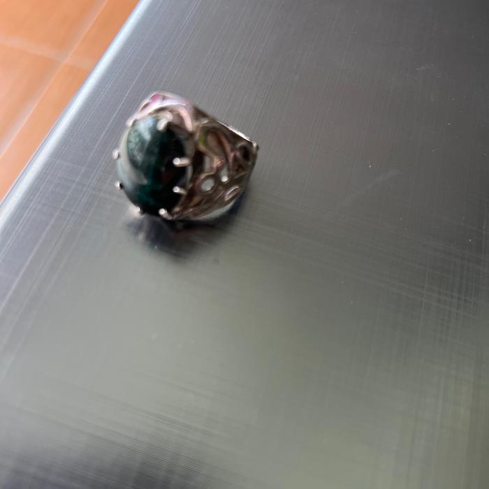 Batu Bacan Palamea Asli beserta Ring Perak Silver Asli 925 Siap Pakai