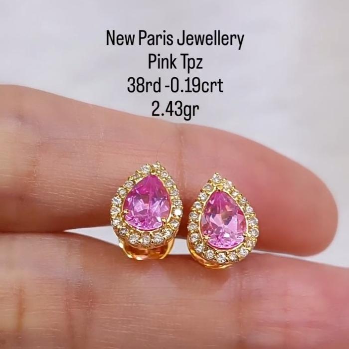 Giwang Pink Topas Pear Diamond