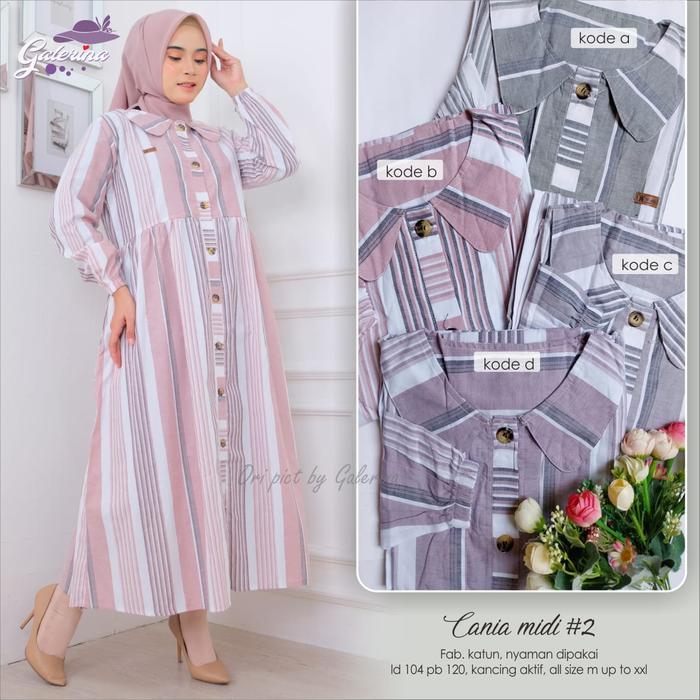 NEW CANIA MIDI#2 LONG TUNIK ATASAN WANITA MIDIDRESS BAHAN KATUN