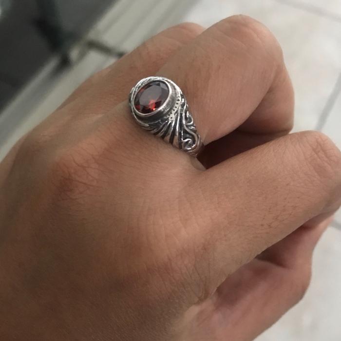Cincin perak pria permata 6x8 hanya emban