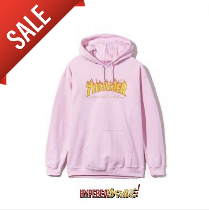 HOODIE THRASHER FLAME PULLOVER PINK ORIGINAL HOODIE