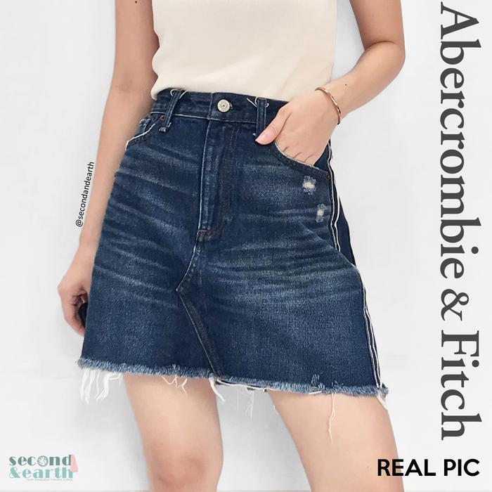 Preloved Abercrombie Fitch Skirt S-M Highwaist Denim Rok Jeans Biru
