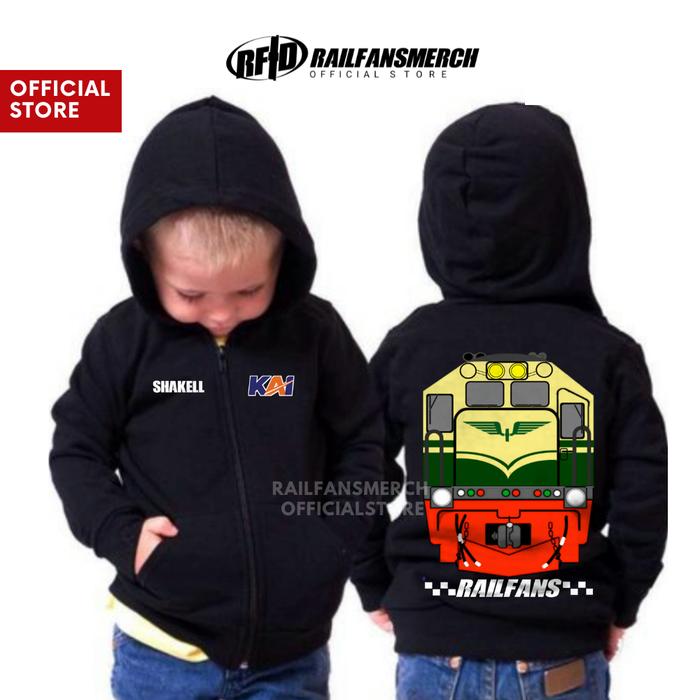 Railfansmerch Jaket Hoodie anak Lokomotif Keretaapi CC201 Vintage