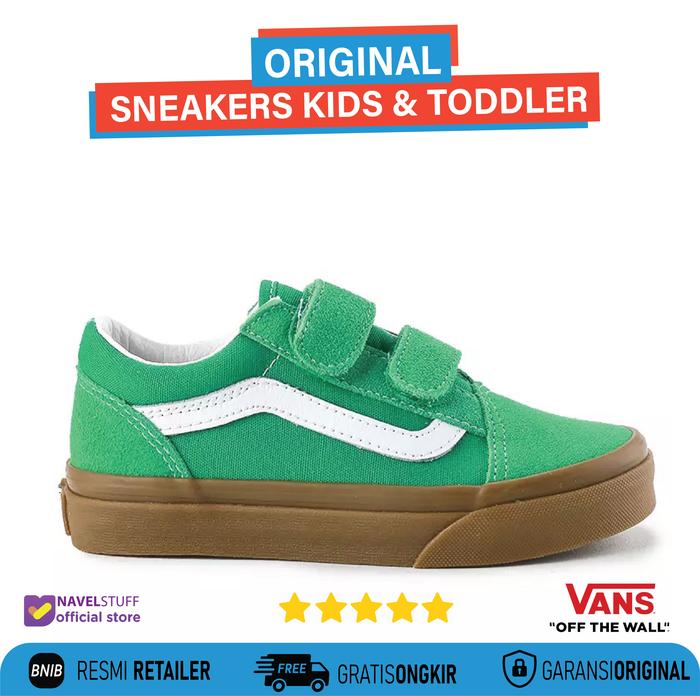 VANS Old Skool V Toddler/Kids Gum Green Sepatu Anak Original BNIB
