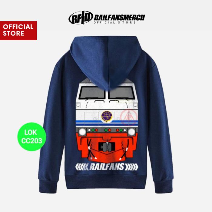 Jaket Hoodie Railfans Lokomotif CC203 Livery Dishub