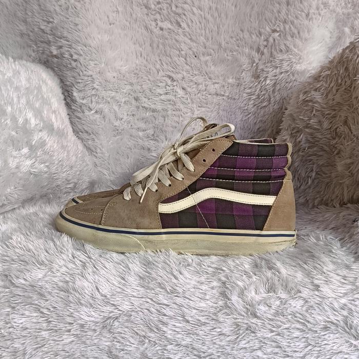 Sepatu vans sk8 grey tartan japan market