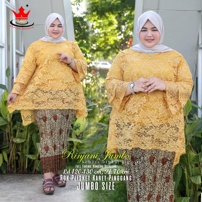 Atasan Kebaya Brokat Rinjani Jumbo / Kebaya Jumbo Brokat Aneka gold