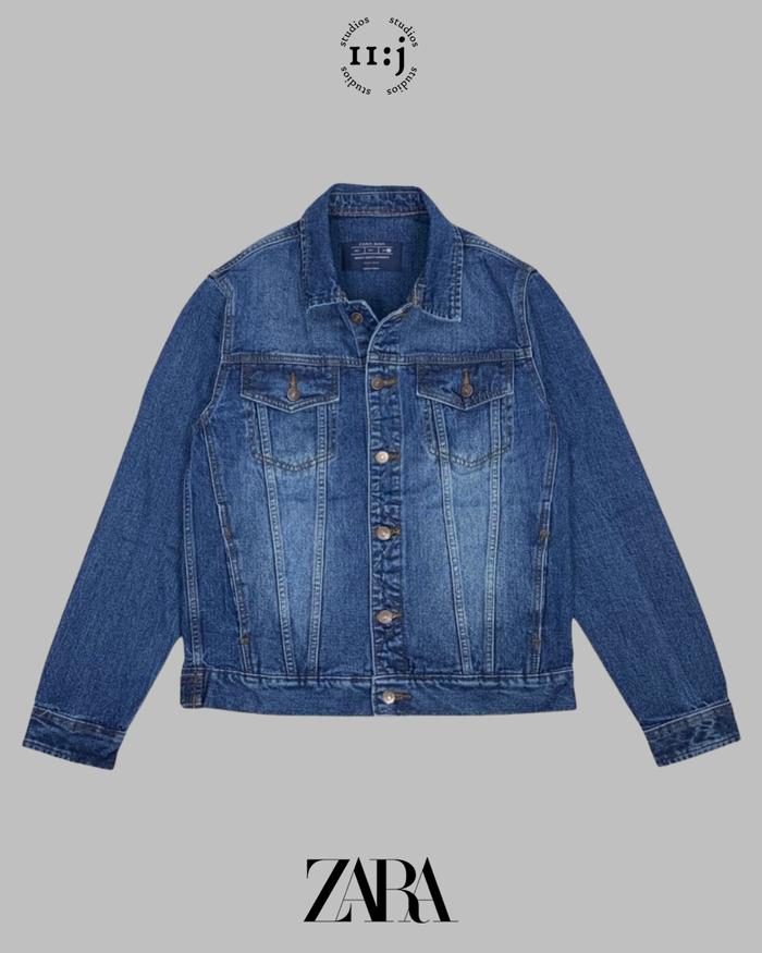 Jaket ZARA Jeans Trucker Denim Jacket Branded New Original Asli - Blue