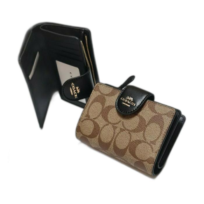 Dompet Medium Wanita Original Coach Corner Zip Signature Wallet