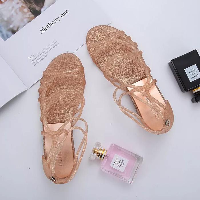 Meisha Tali Jelly Karet Shoes Glitter Import Size 36 - 40 Sandal Sepatu Wanita Bahan Transparan & Le