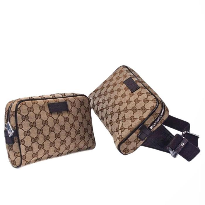 Tas Gucci Belt Bag Canvas Brown Original