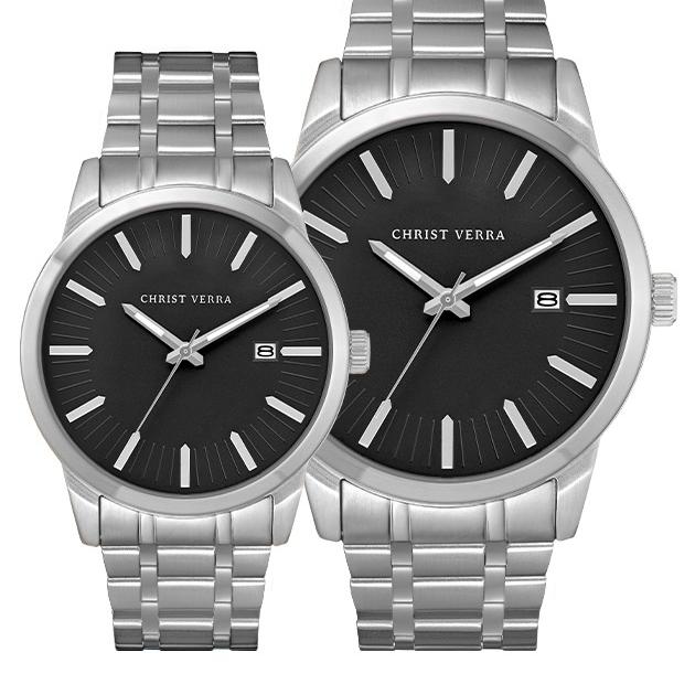 jam tangan cauple original CHRIST VERRA CV10636G & L -11 BLK