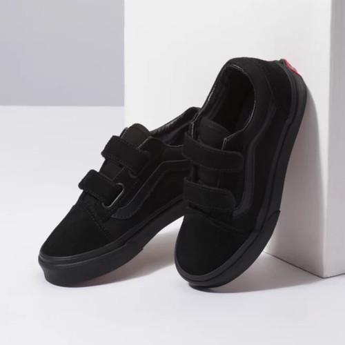 sepatu sekolah anak vans olld scholl kanvas hitam polos perekat