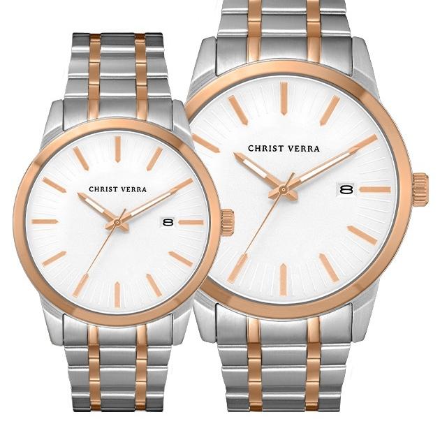 jam tangan cauple original CHRIST VERRA CV10636G & L -14 SLV