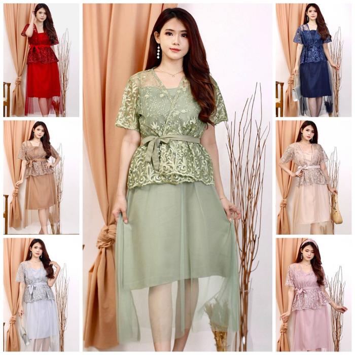 SET DRESS YUNA 2IN1 BRUKAT TILE PREMIUM DRESS