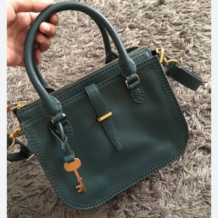 Tas Preloved Fossil Ryder Mini Satchel Indian Teal