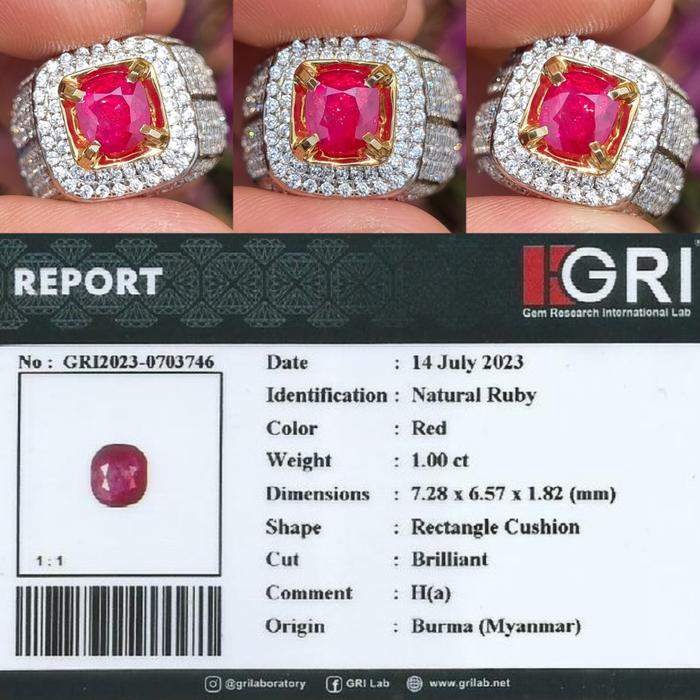 Natural HQ Batu Good Color Red Ruby Burma Birma Mogok Myanmar 1.00 Cts
