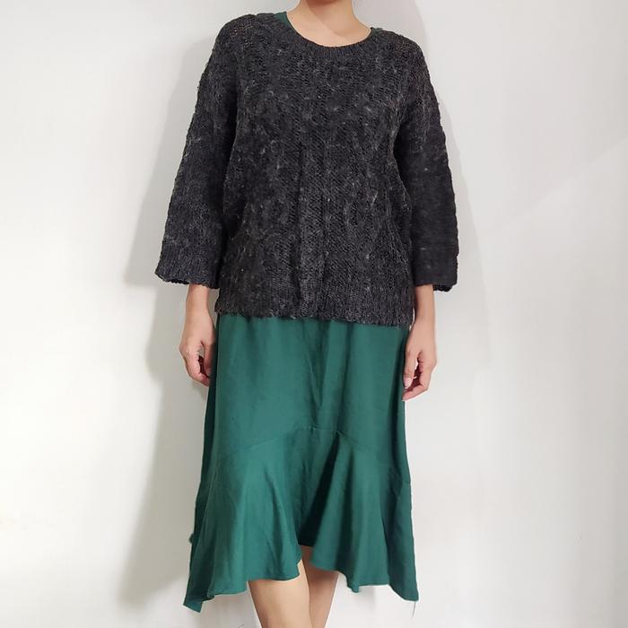lowrys farm black wool chunky cable knit sweater | rajut tebal branded