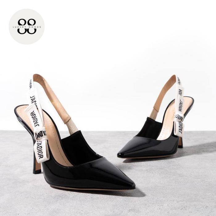 CHRISTIAN DIOR Jadior slingback heels pump 100mm patent Black 37 40